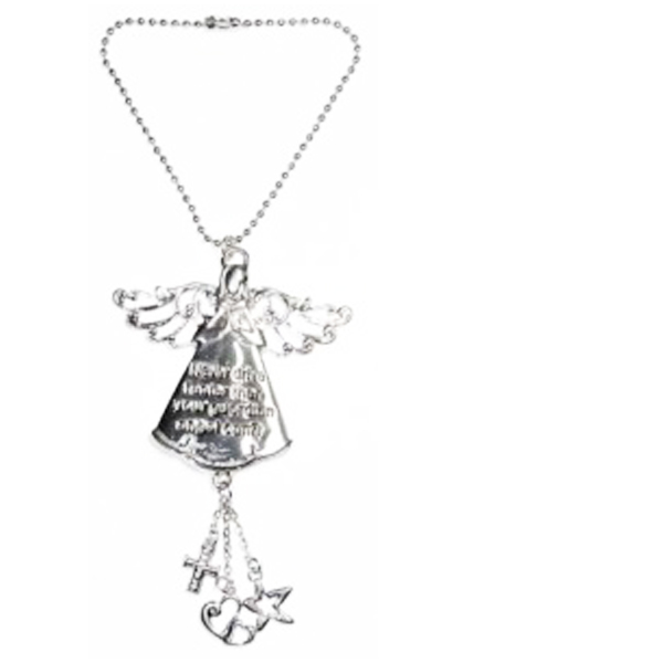 Cathedral Art KT205 Guardian Angel with Cross Ball Chain Car Charm 