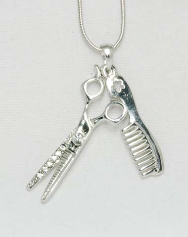 scissors and comb necklace