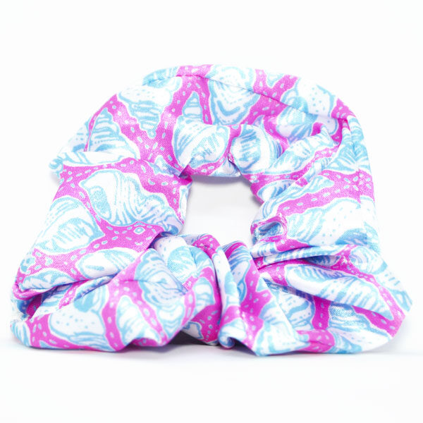 pink and blue hair scrunchy